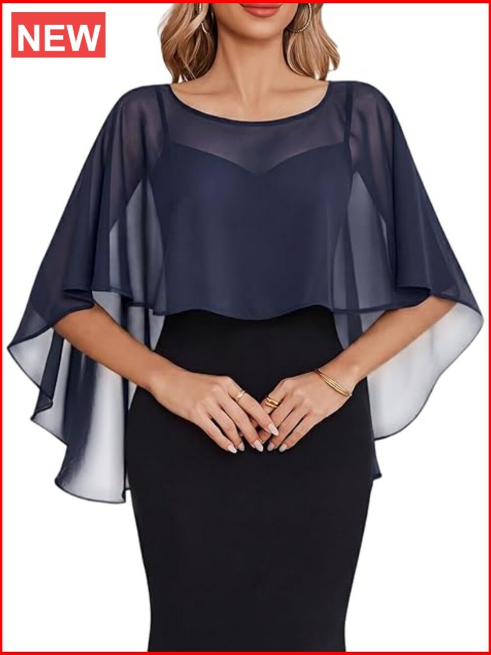 Chiffon Cape Shawl Wrap for Evening Dress Wedding Bridesmaid Cover Up Capelet